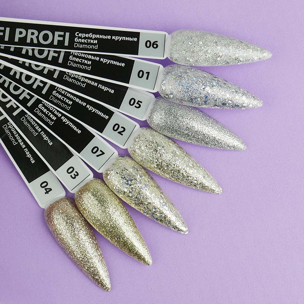 Гель-лак TUFI profi DIAMOND 07 Золотые крупные блестки 8 мл (0103038)