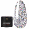 Гліттер F.O.X Glow Glitter Gel Love Edition 014 сріблясті сердечка з райдужним переливом 5 мл (GG-014) - Фото №1