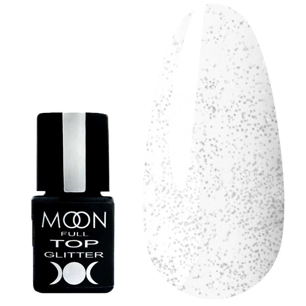 Топ MOON FULL Glitter №3 Silver с серебристым мерцанием без липкого слоя 8 мл (5908254189562)