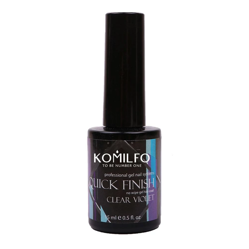 Komilfo "Quick Finish" No Wipe Gel Top Coat Clear Violet, 15 мл - Фото №1