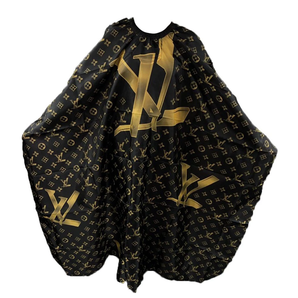 Пеньюар YRE черно-золотой с принтом Louis Vuitton (П18168)