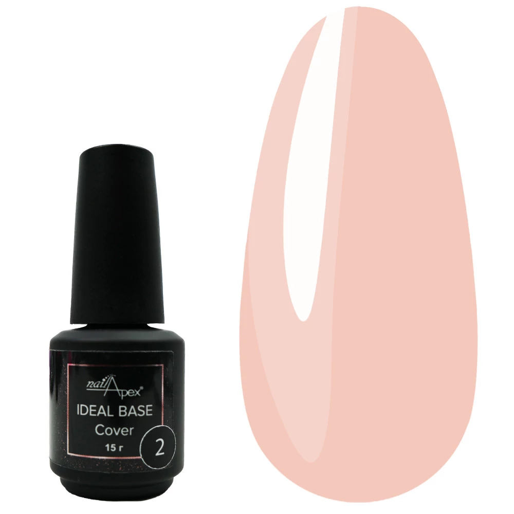 SALE База NAILAPEX Ideal Base №02 полупрозрачная с нежным персиковым оттенком 15 мл (IDB2_15) - Фото №1
