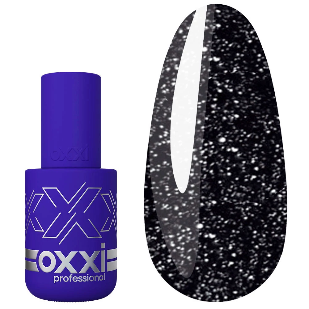 Гель-лак OXXI Disco №2 черный с серебристыми блестками светоотражающий 10 мл (000002119) - Фото №1