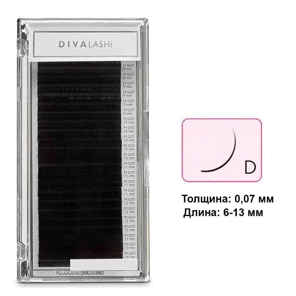 Ресницы DIVALASH изгиб D 0.07  6-13мм - Фото №1