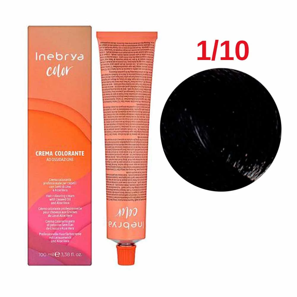 SALE Краска для волос INEBRYA 1/10  сине-черный 100мл (8033219162193) - Фото №1