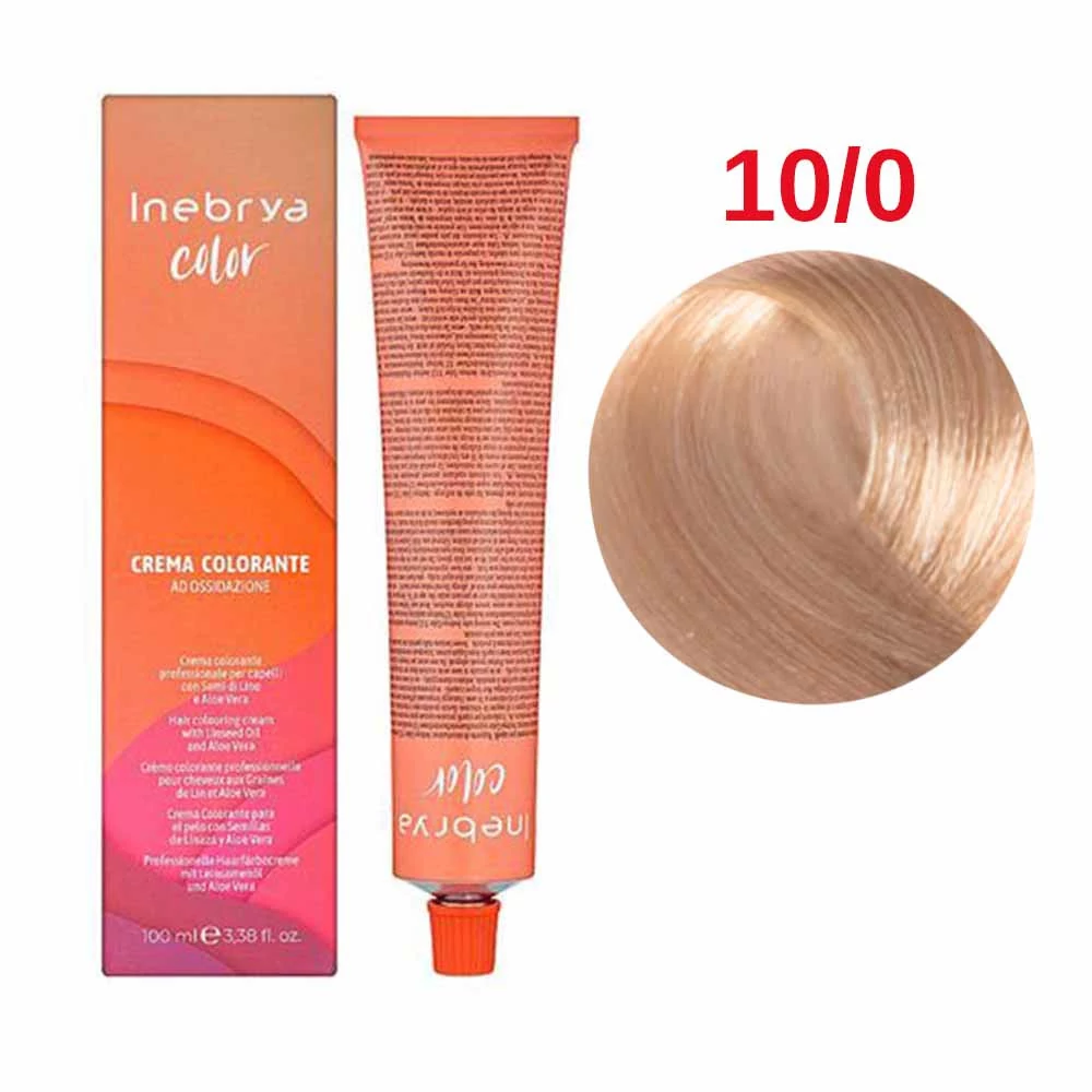 SALE Краска для волос INEBRYA 10/0  платиновый блондин светлый 100мл (8033219162186) - Фото №1