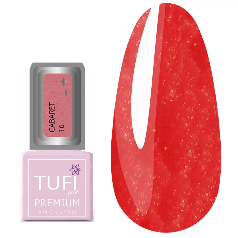 Гель-лак TUFI profi CABARET 16 Ягодный с глиттером 8 мл (0102571) - Фото №1