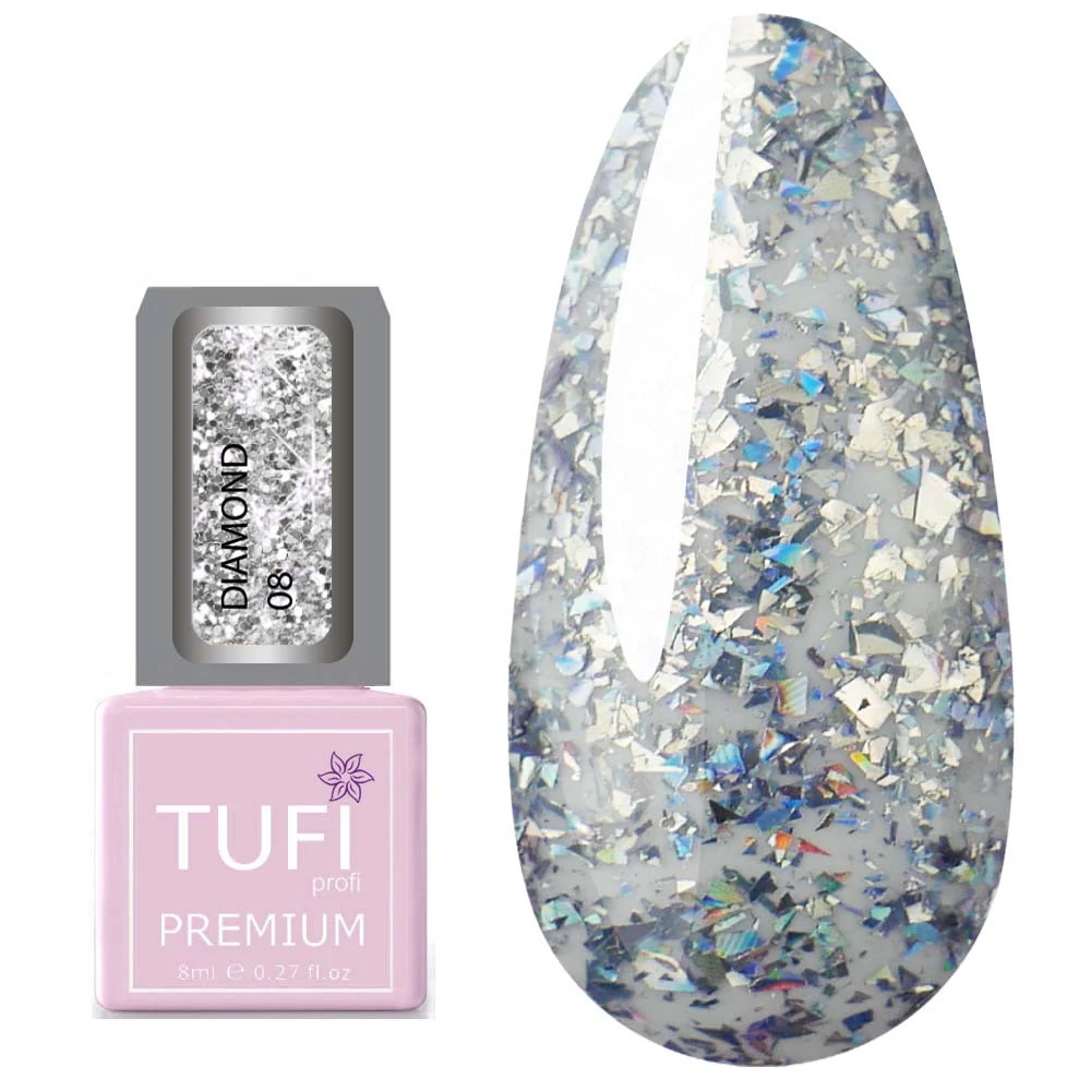 Гель-лак TUFI profi DIAMOND 08 Серебряный авангард 8 мл (0103039) - Фото №1