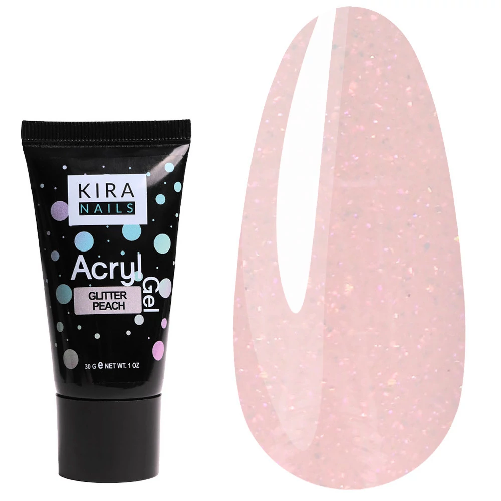 Kira Nails Acryl Gel Glitter Peach персиковый с шиммером 30 г (678718) - Фото №1