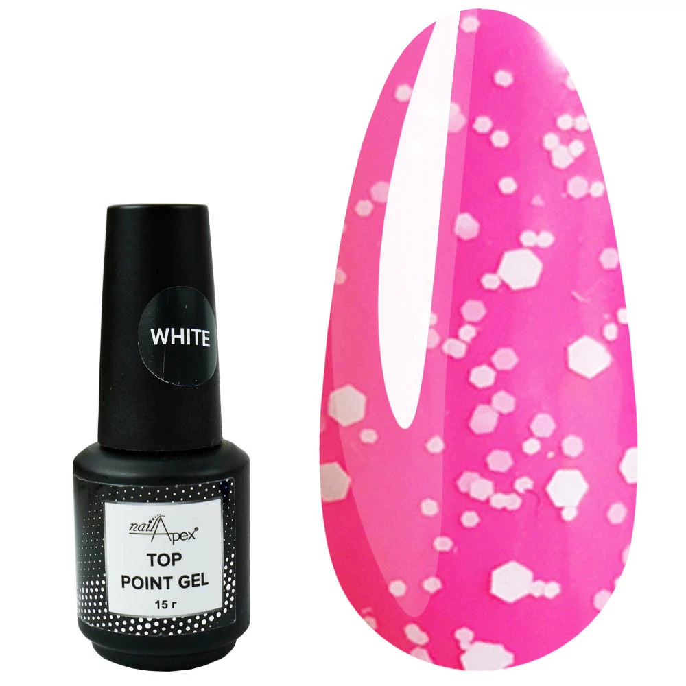 Топ NAILAPEX Top Point Gel глянцевый топ "Крошка" белый без липкого слоя 15 мл (0104606) - Фото №1