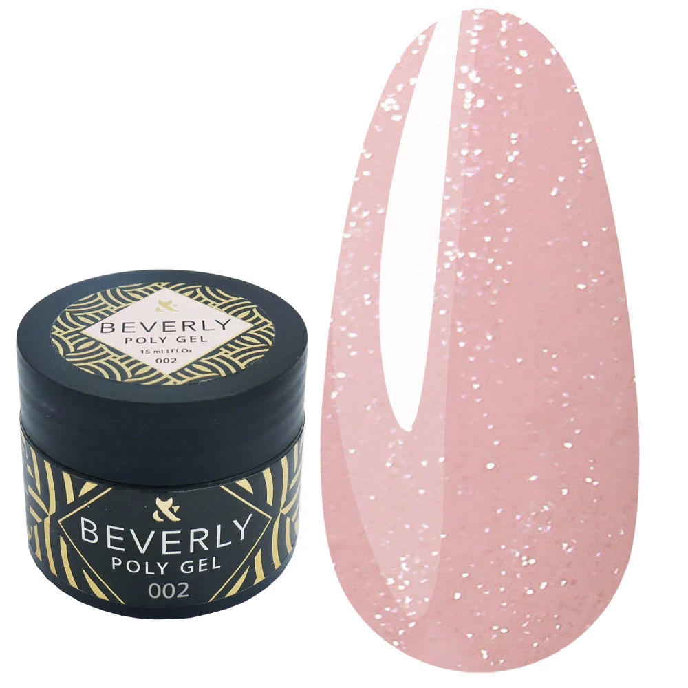 F.O.X Poly gel Beverly 002 розовый с микроблеском 15 мл (ags-002) - Фото №1