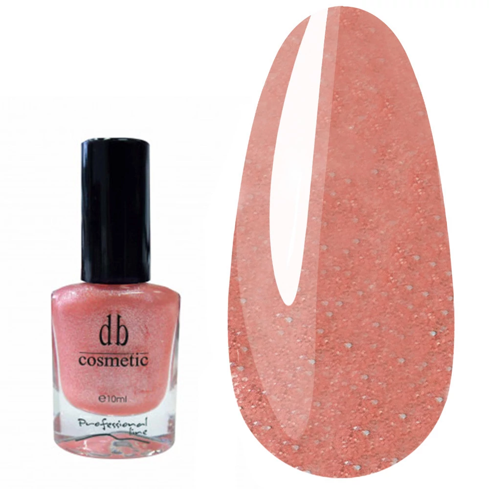 Лак для ногтей DB Cosmetic Prof Line насыщенно розово-персиковый с блестками 10 мл (00106) - Фото №1