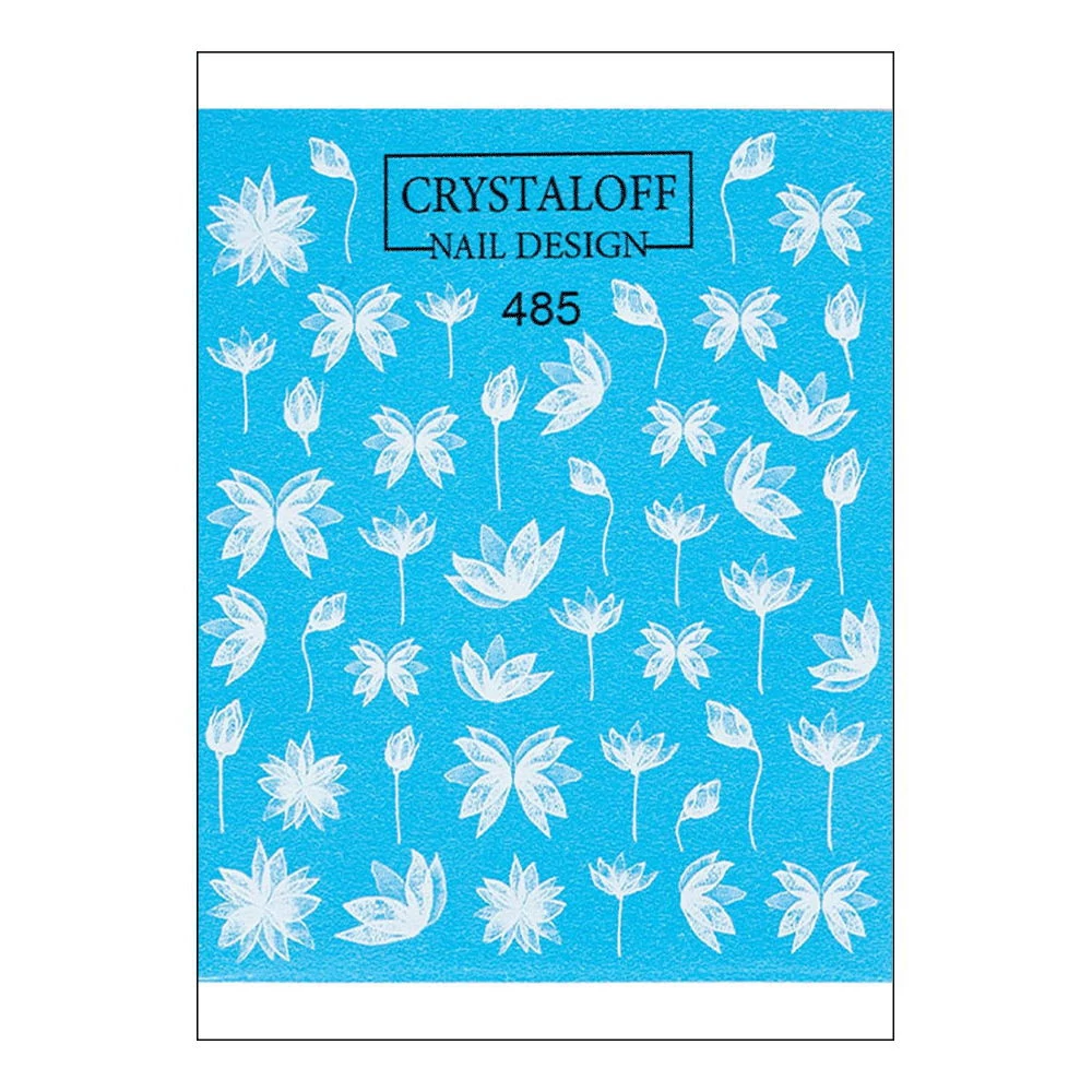 Слайдер дизайн Crystaloff Nail Design 485 белые цветы