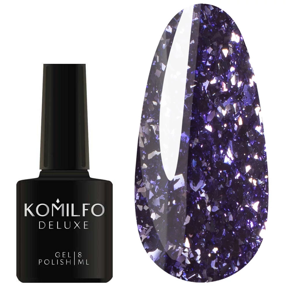 Гель-лак KOMILFO Liquid Glam Gel №LLG008 фиолетовый с блестками 8 мл (626008) - Фото №1