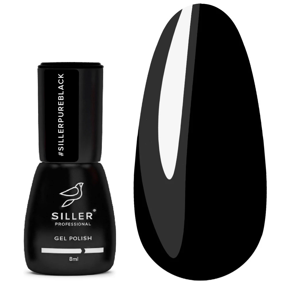 Гель-лак SILLER Pure Black чистый черный 8 мл - Фото №1
