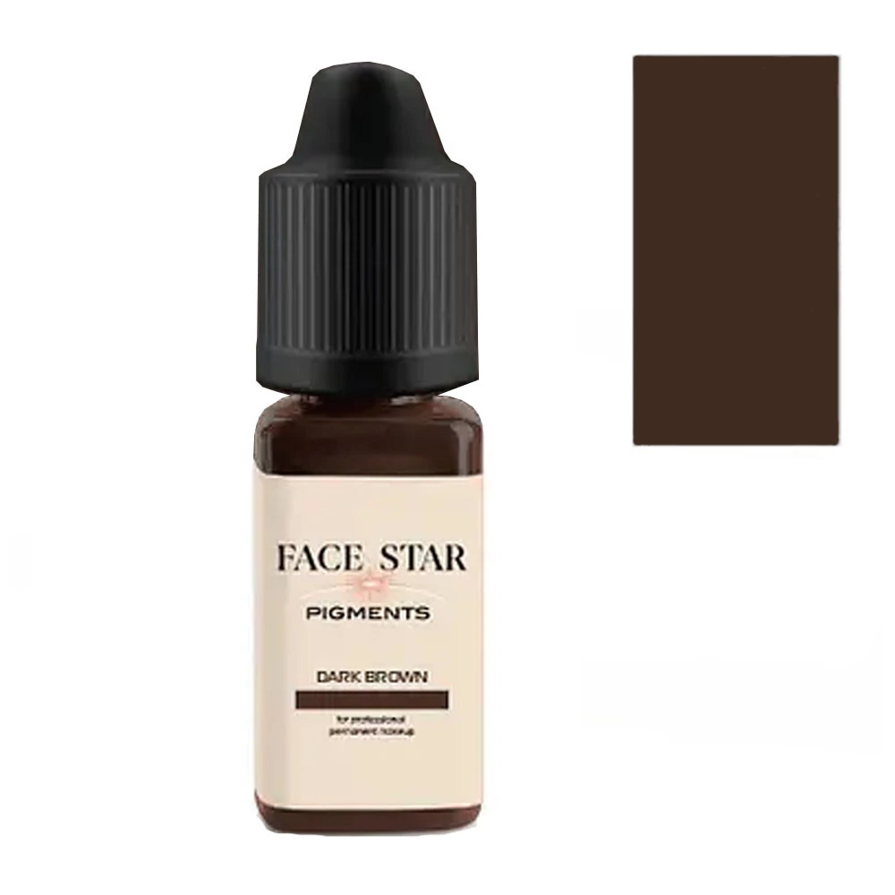 Пигмент Face Star Dark Cold Brown для перманентного макияжа холодный коричневый 10 мл (003224) - Фото №1
