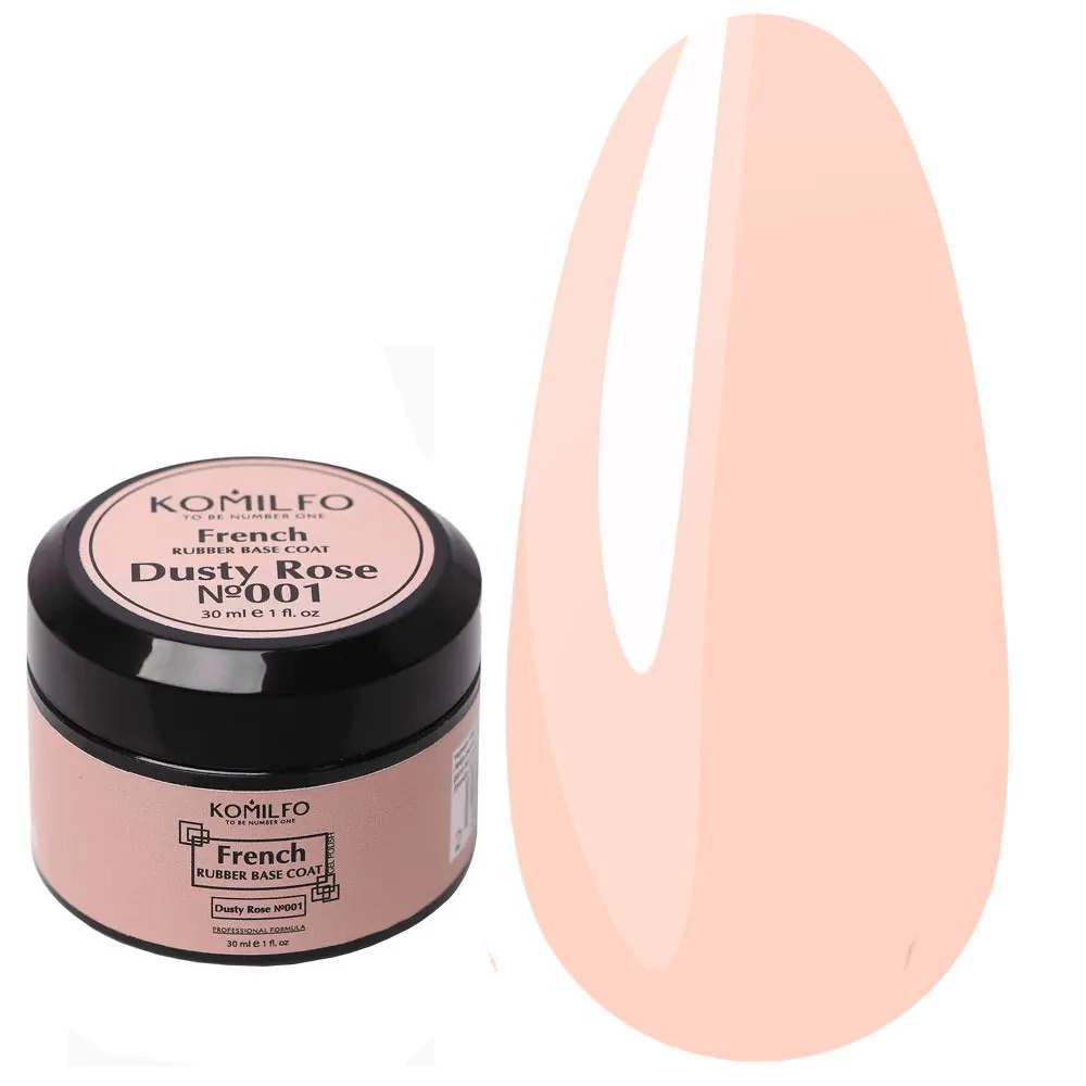 KOMILFO French Rubber Base №001 Dusty Rose роза в пыли (без кисточки) 30 мл (808051)