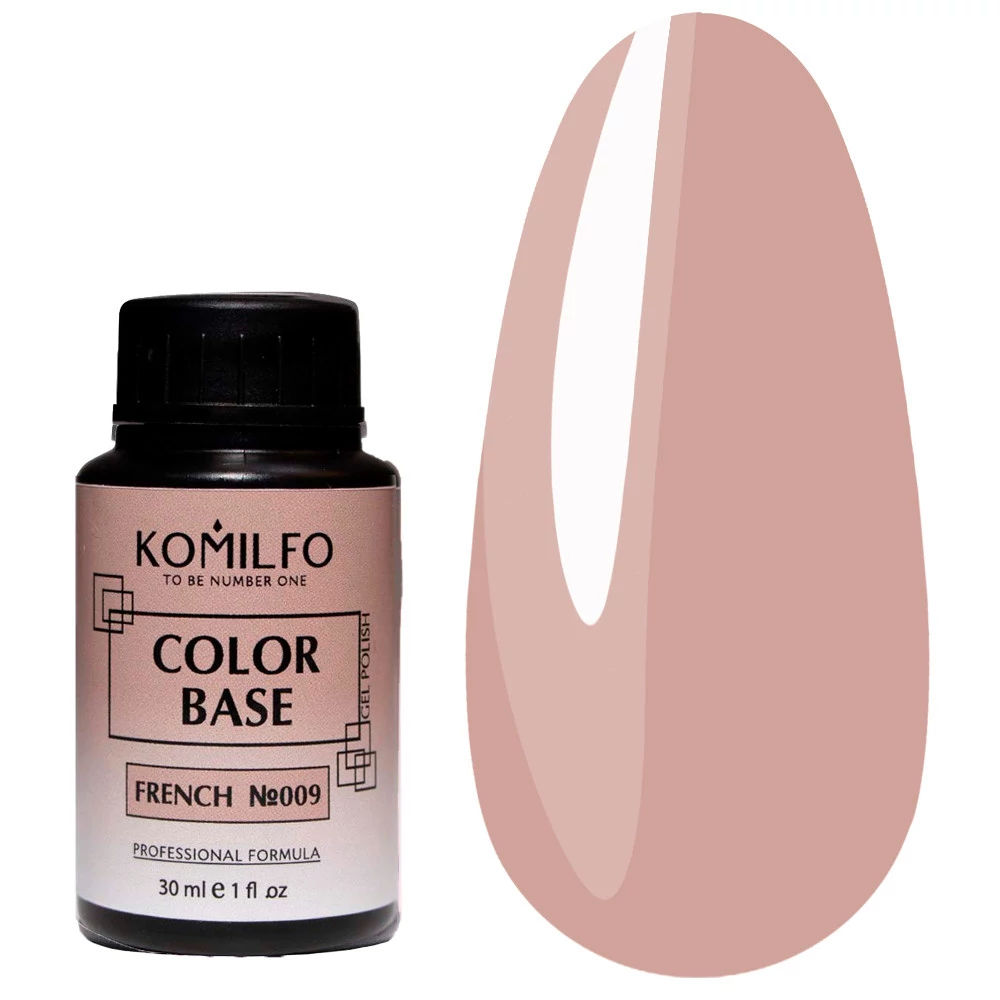 KOMILFO Color Base French 009 светло-бежевый (бочонок, без кисточки) 30 мл (730209) - Фото №1