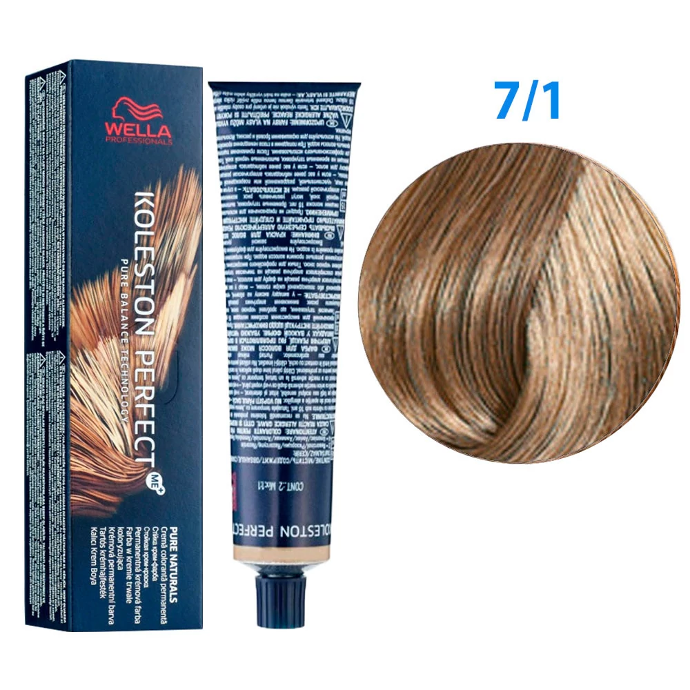 Краска для волос Wella Professionals Koleston Perfect № 7/1 пепельный средний блондин rich naturals (8005610662183)