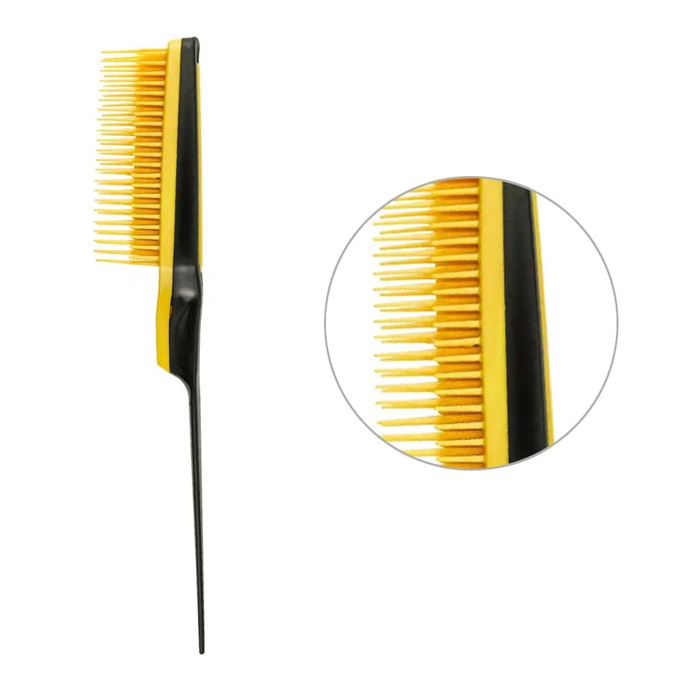 Гребень для начеса NAILS PLUS пластик черно-желтый 7027