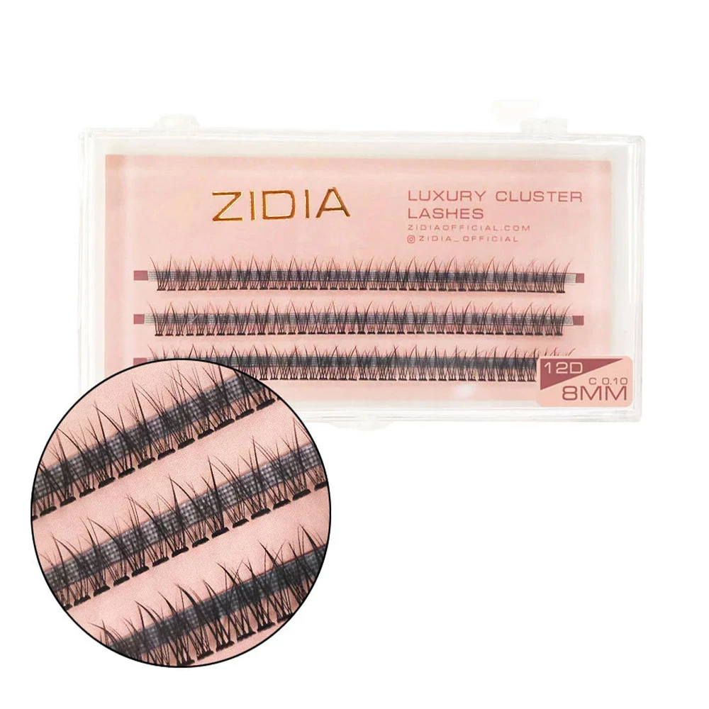 Ресницы ZIDIA Cluster lashes fish tail 12D C 0,10 3 ленты размер 8 mm (110016)