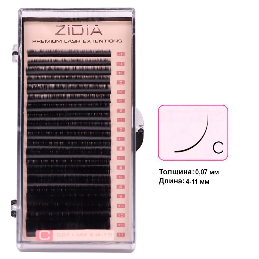 Ресницы ZIDIA Premium Lash Extensions для наращивания   (20 лент) C0,07 х MIX S (4-11 мм) - Фото №1