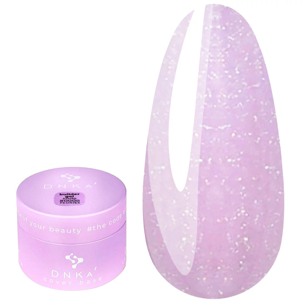 Гель DNKa Builder Gel №0008 Peonies лиловый с шиммером 30 мл (BGD0008) - Фото №1
