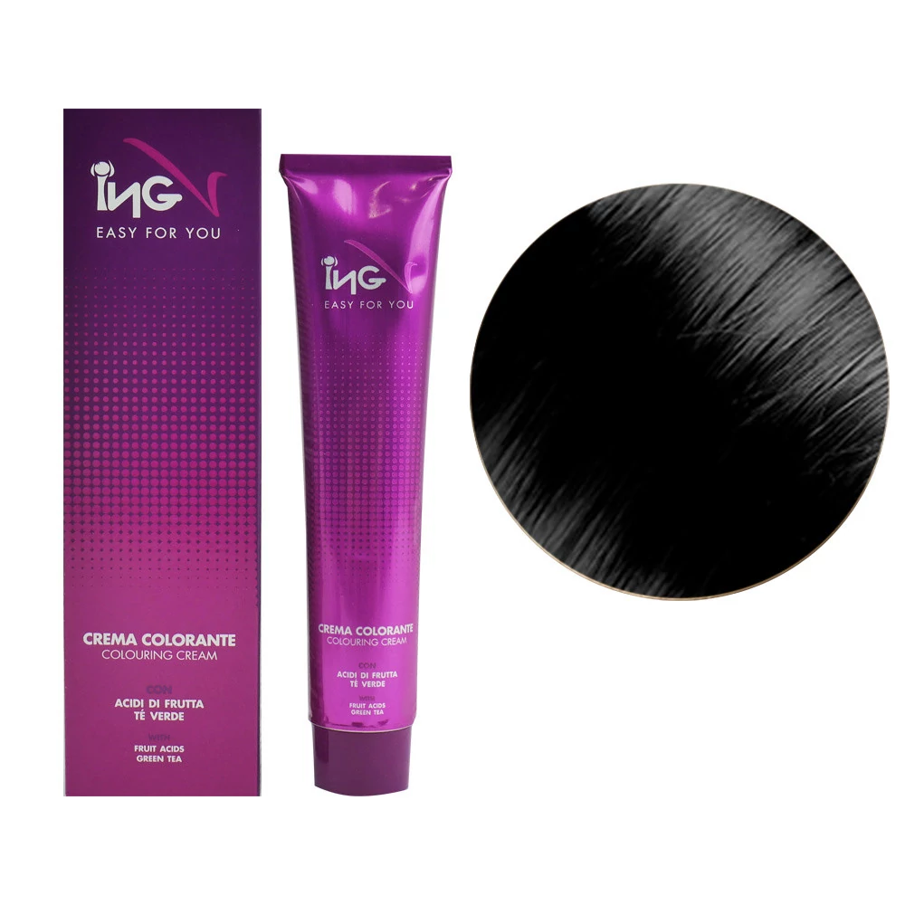 Крем-краска для волос ING Professional Colouring Cream with Macadamia oil 1 чёрный 60 мл (IN00512) - Фото №1
