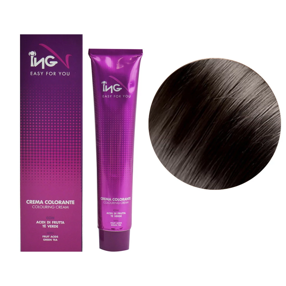 Крем-краска для волос ING Professional Colouring Cream with Macadamia oil 4.1 каштановый пепельный 60 мл (IN00535) - Фото №1