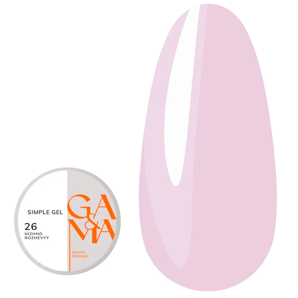 Гель для наращивания GA&MA Simple gel №026 нежно-розовый 15 мл (7701485) - Фото №1