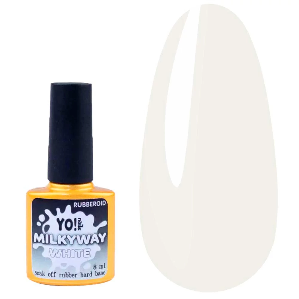 База Yo!Nails Rubberoid Milkyway WHITE каучуковая белая 8 мл - Фото №1