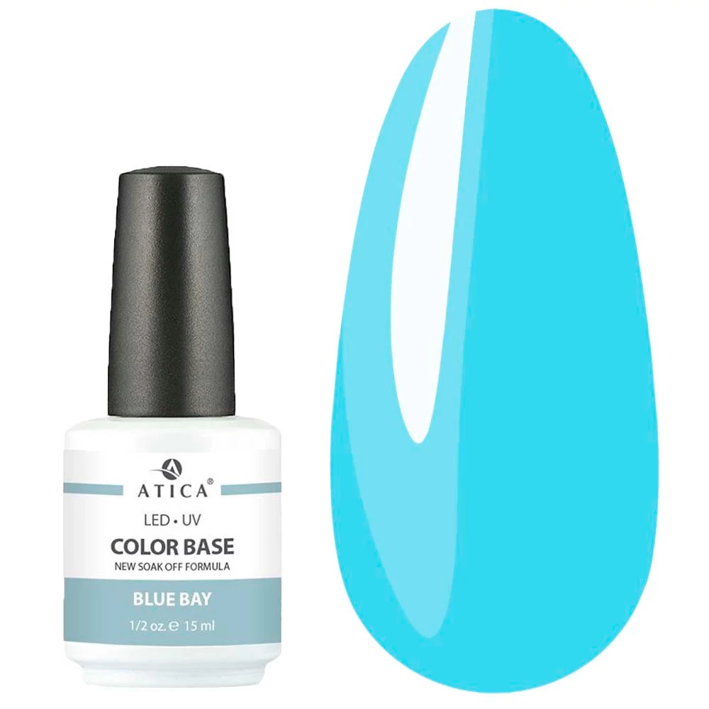 База для ногтей ATICA Color Base Gel Blue Bay (soak off) голубой 15 мл (89399) - Фото №1