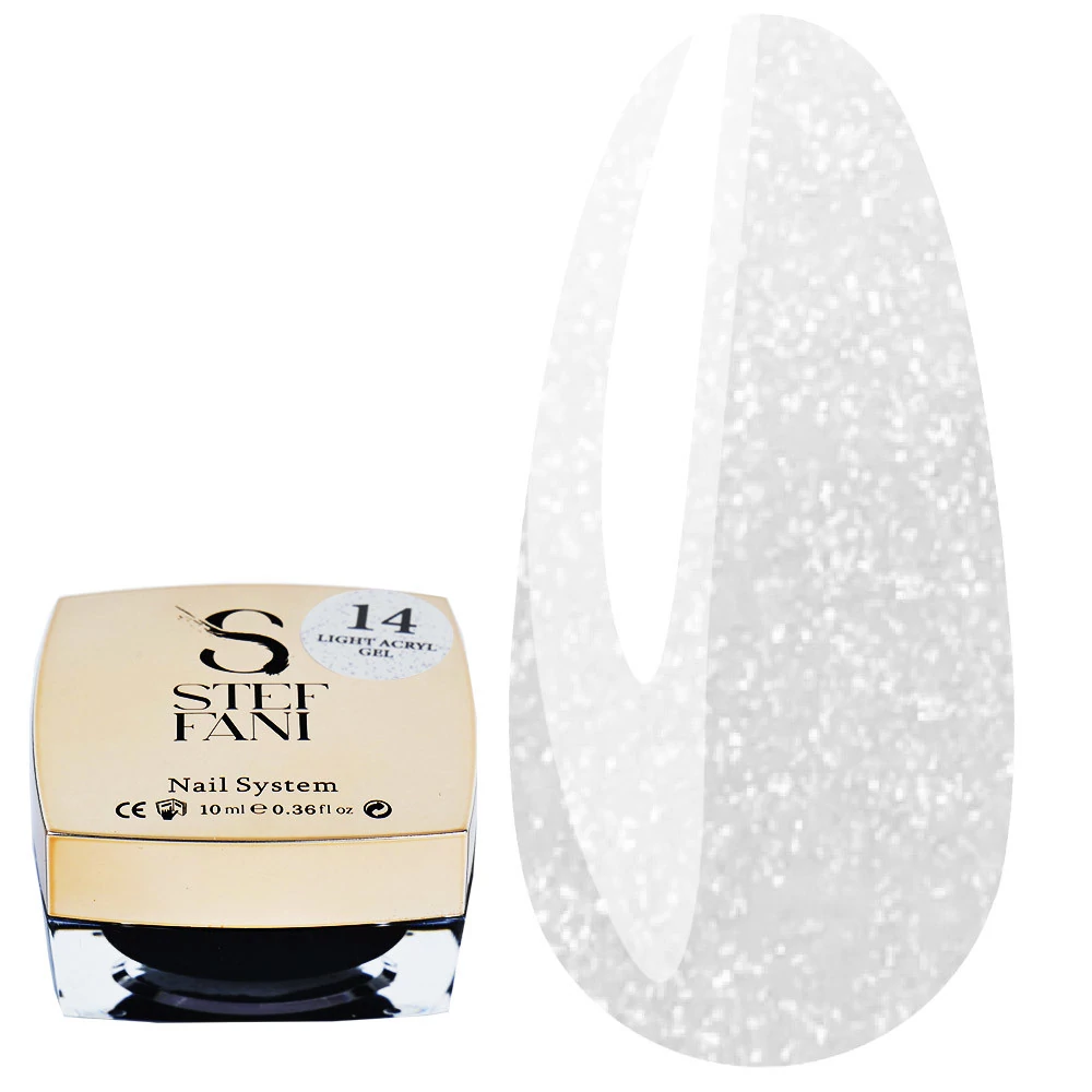 Акригель Steffani Light Acryl Gel №14 молочный с шиммером 10 мл (SIAG10-14) - Фото №1