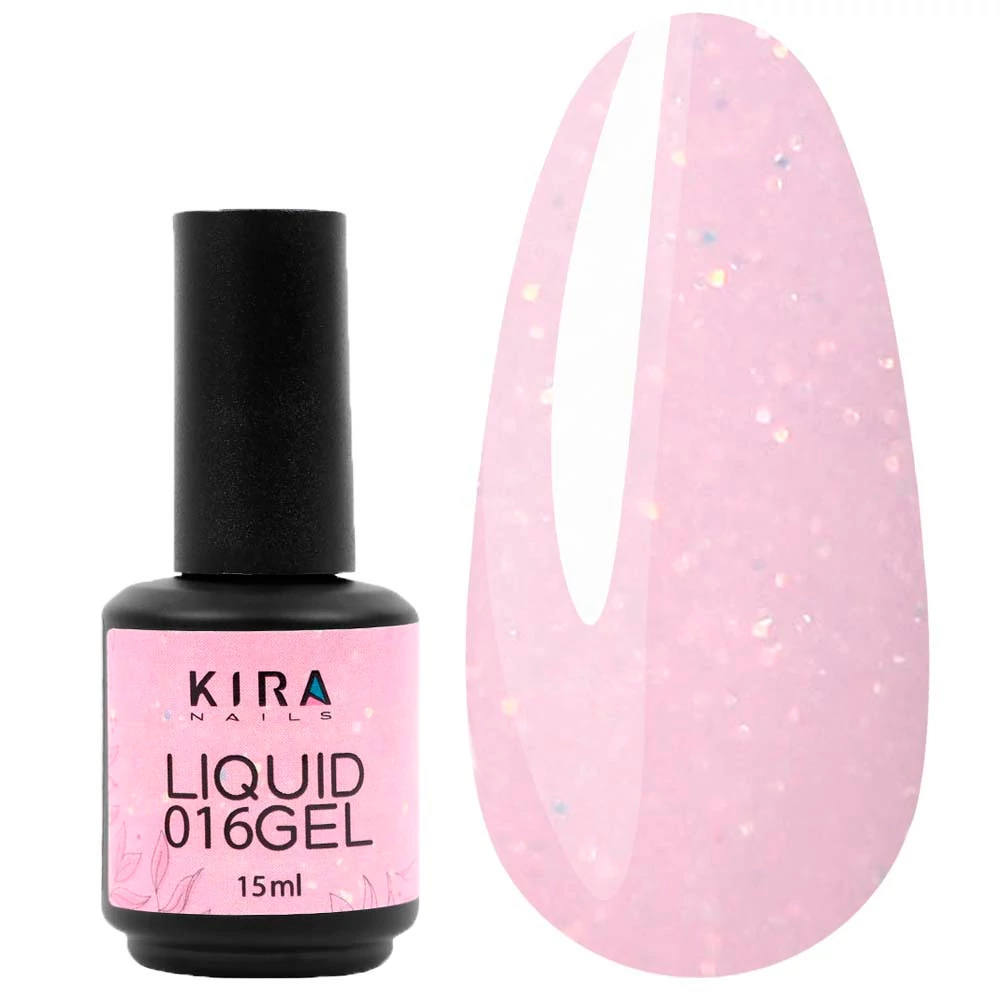Гель KIRA Liquid Gel №016 розовый с блестками 15 мл (867016) - Фото №1