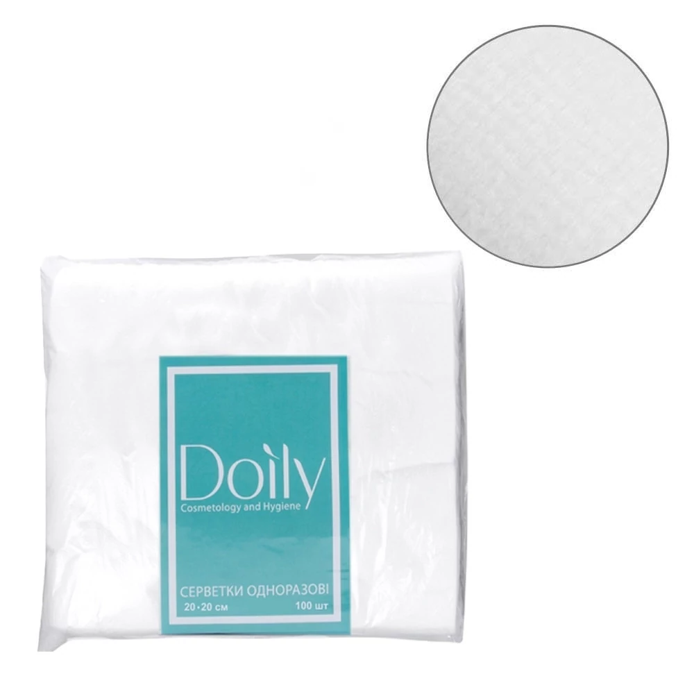 Салфетки в пачке Doily 20х20 см (100 шт/пач) сетка из спанлейса 40 г/м2 (10012570210)