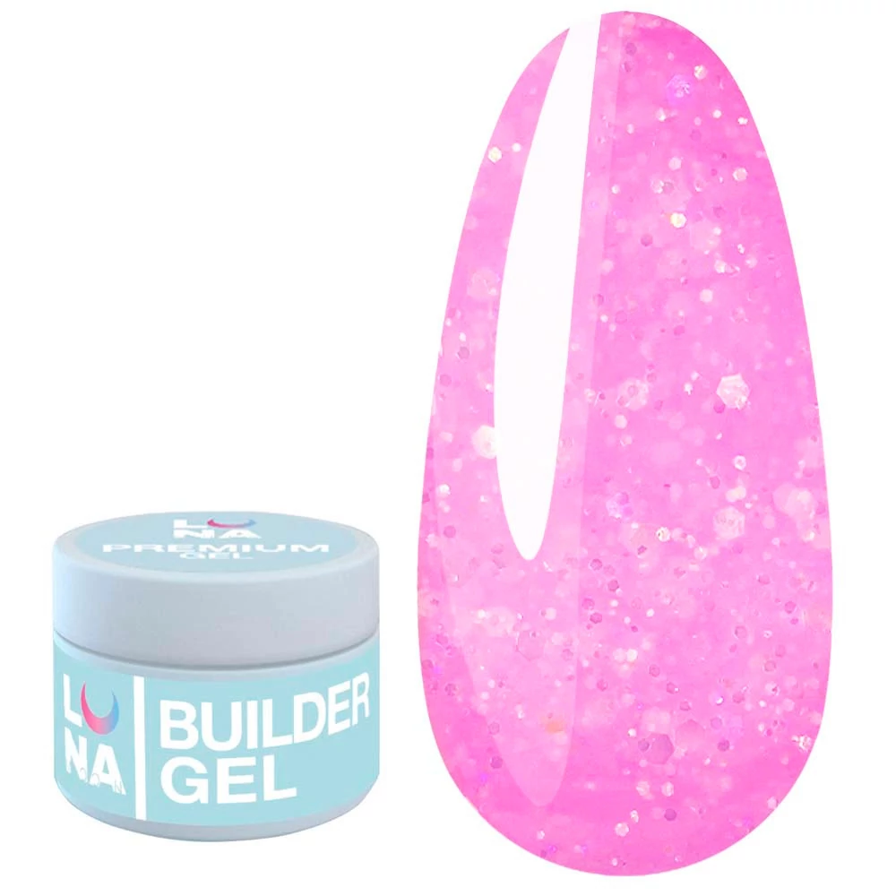 Гель для наращивания LUNA Diamond Gel №04 розовый с блестками 15 мл (323-2357-0463) - Фото №1