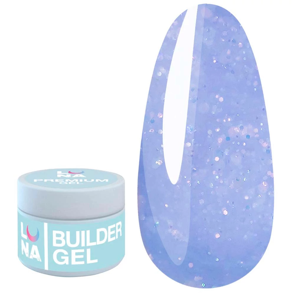 Гель для наращивания LUNA Diamond Gel №05 небесно голубой с блестками 15 мл (323-2358-0464) - Фото №1