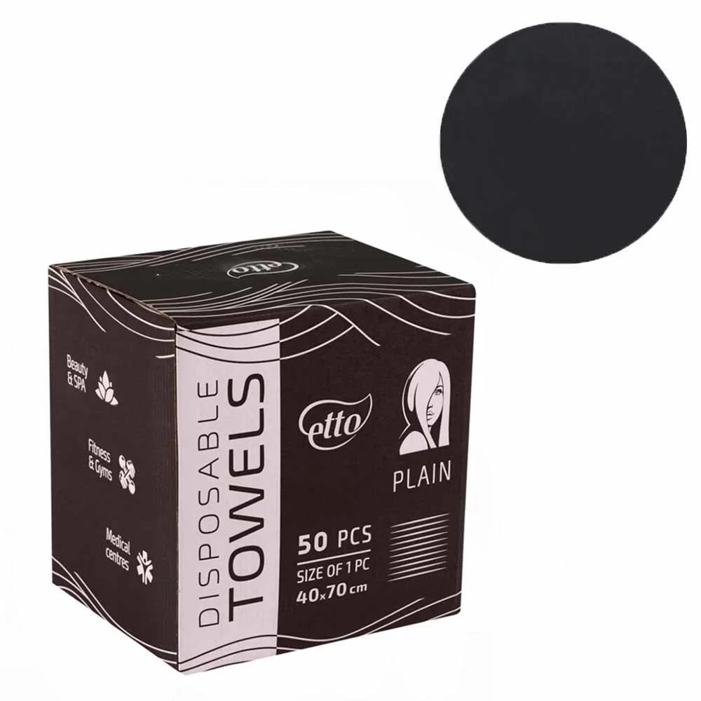 Полотенце ETTO Black Collection 40см х 70 см гладкие 50 шт (48514) - Фото №1