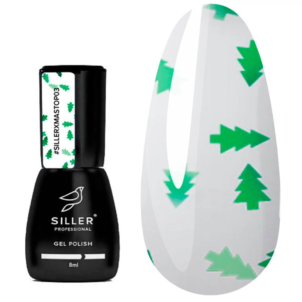 Топ SILLER XMAS №03 прозрачный с зелеными елочками 8 мл (НФ-00021734) - Фото №1