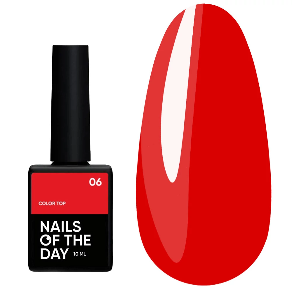 Топ NAILS OF THE DAY №06 без липкого слоя классический насыщенный красный 10 мл (НФ-00022012) - Фото №1