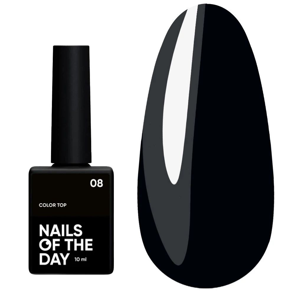 Топ NAILS OF THE DAY №08  без липкого слоя насыщенный чёрный 10 мл (НФ-00022014) - Фото №1