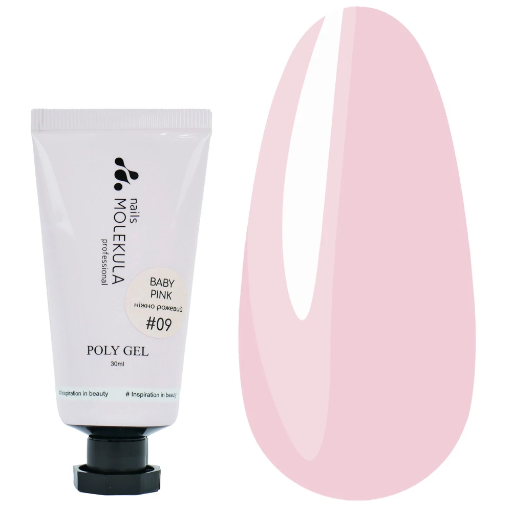 Полигель Molekula Nails №09 Baby Pin нежно розовый 30 мл (PG3009) - Фото №1