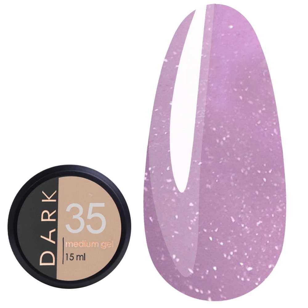 Гель для ногтей Dark Medium Gel №35 молочно-лиловый с микроблеском 15 мл (без кисти) (DMG3515) - Фото №1