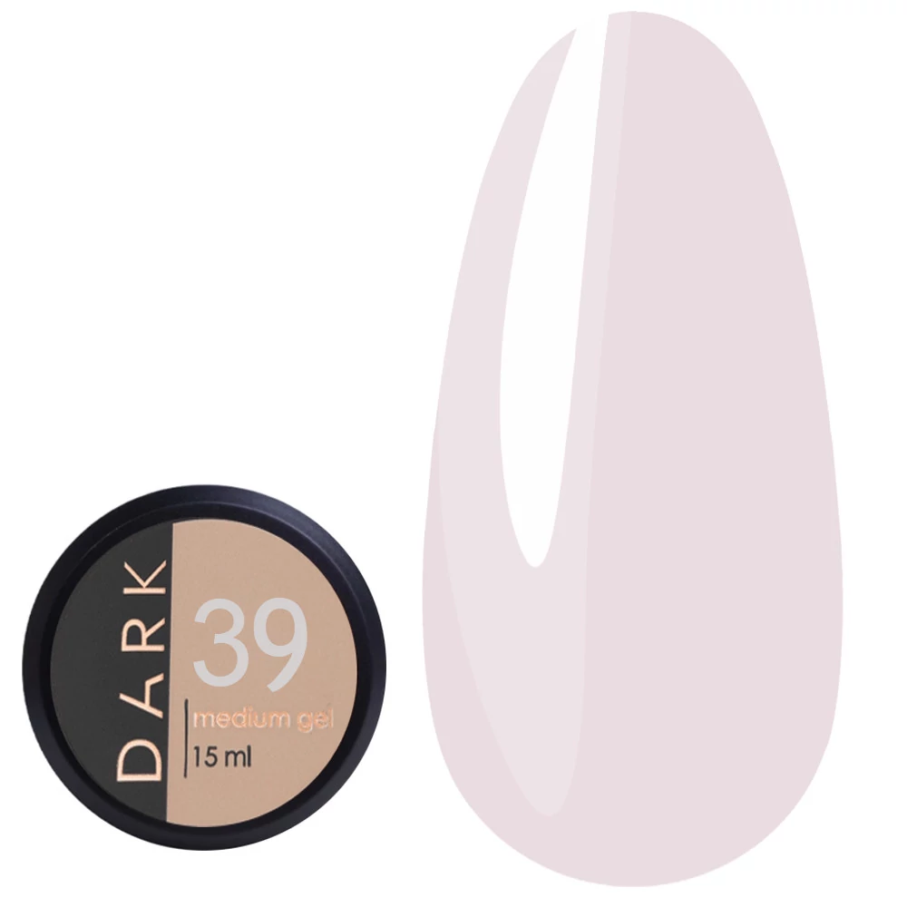 Гель для ногтей Dark Medium Gel №39 теплый молочно-розовый 15 мл (без кисти) (DMG3915) - Фото №1