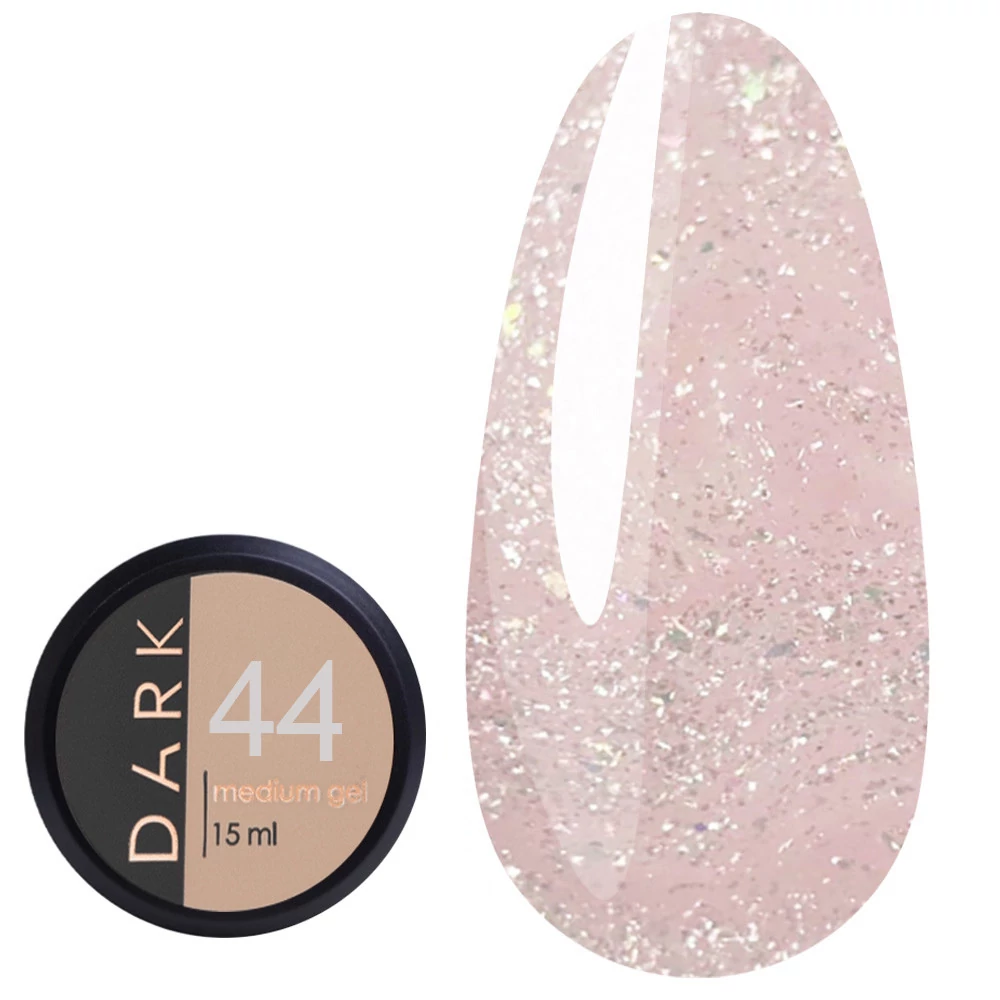 Гель для ногтей Dark Medium Gel №44 нежно-розовый с блестками 15 мл (без кисти) (DMG4415) - Фото №1