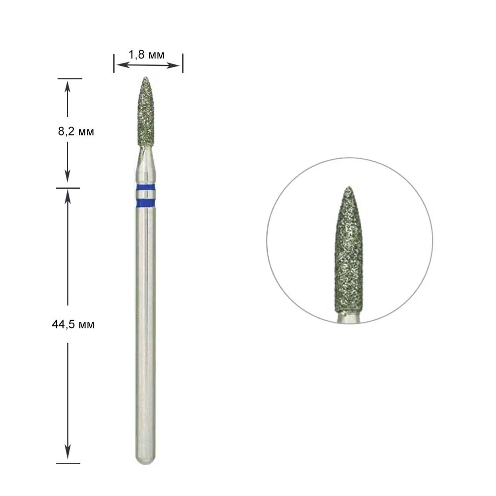 Фреза алмазная для маникюра Nisima P860m018 карандаш синяя насечка