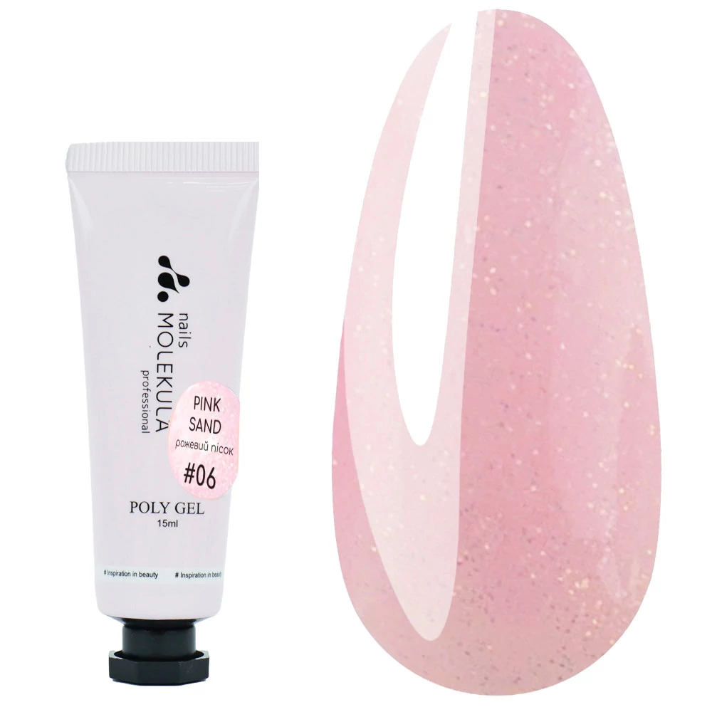 Полигель Molekula Nails №06 Pink Sand молочно-розовый с шиммером 15 мл (PG1506) - Фото №1