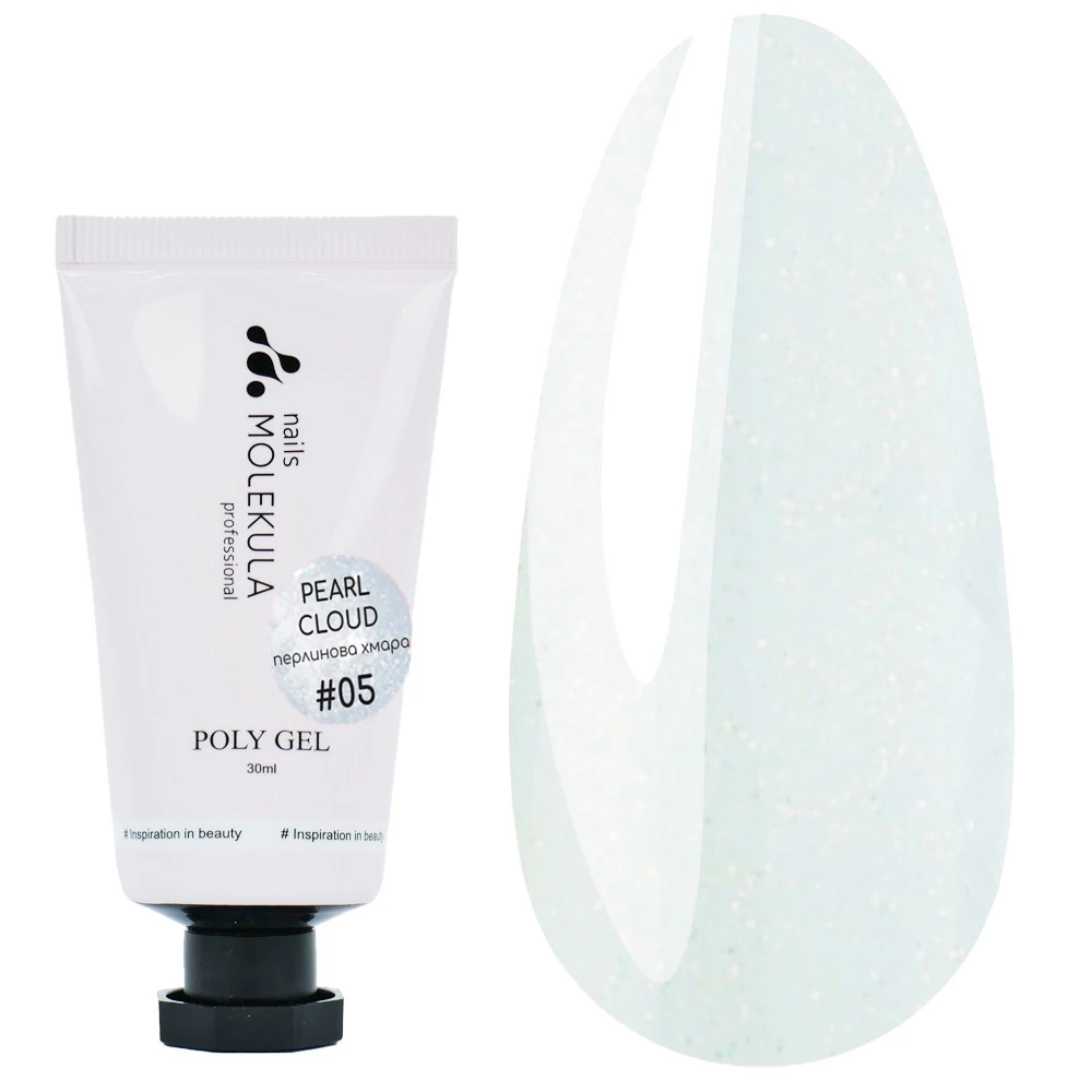 Полигель Molekula Nails №05 Pearl Cloud белый молочный с шиммером 30 мл - Фото №1