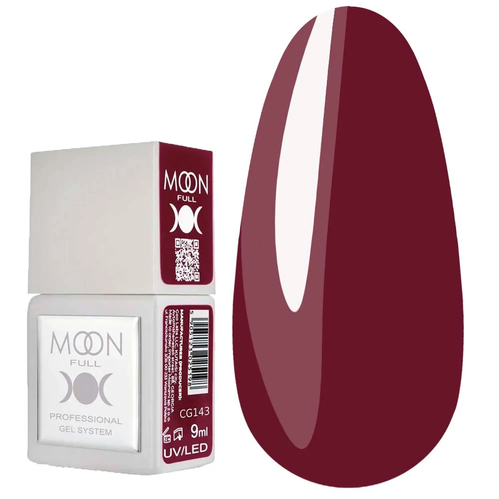 Гель-лак MOON FULL Color Gel Polish №CG143 вишневый 9 мл (5905123025198) - Фото №1