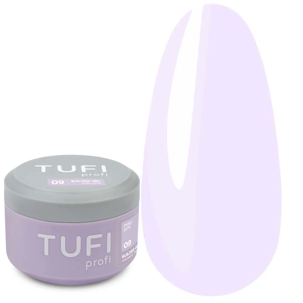 Гель для нарощування TUFI profi Builder Gel UV/LED 09 Milky Pink 50 мл (0330033) - Фото №1